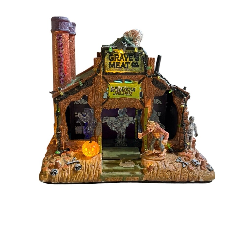#15202 Grave's Meat Co HalloweenDecor Spooky Town Collection Lemax Rave At Grave